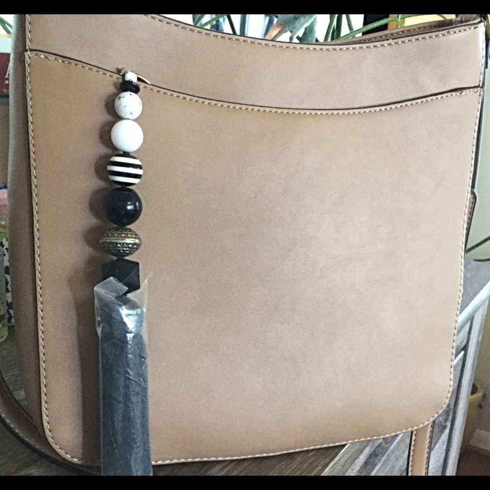 FINAL…Black White Keychain, Black Tassels